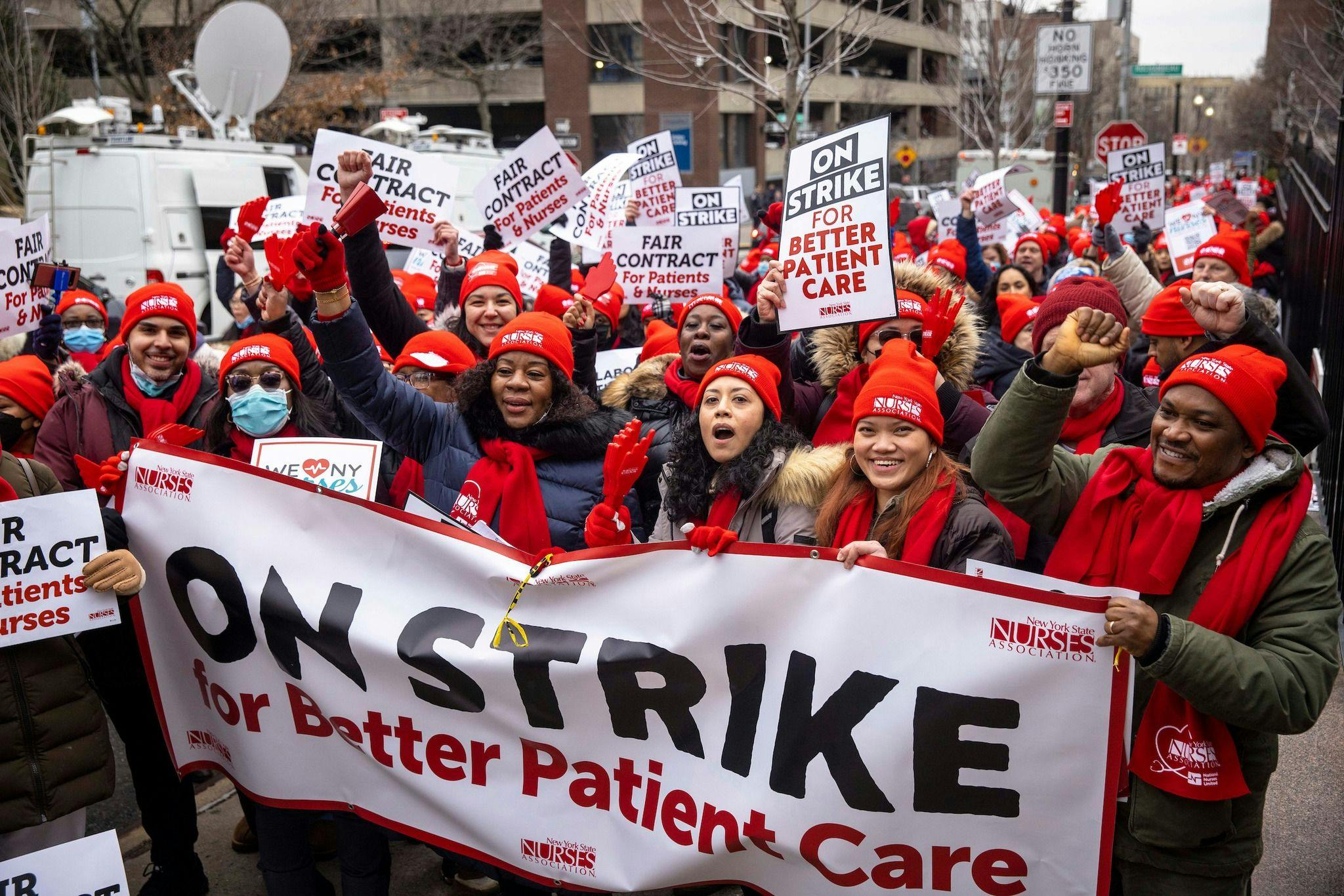 Thousands of nurses with the New York State Nurses Association went on strike for three days this week before reaching deals with Montefiore Medical Center and Mount Sinai Hospital. Analysts expect hospitals to see more strikes this year. (Photo: New York State Nurses Association)
