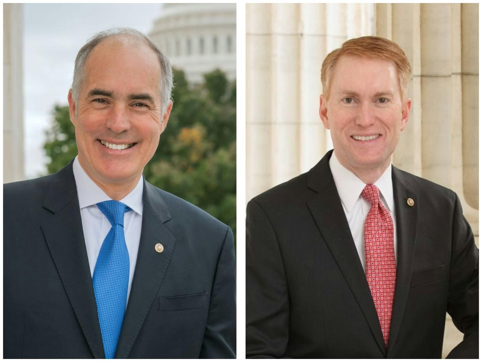U.S. Sen. Bob Casey, D-Pa., left, and U.S. Sen. James Lankford, R-Okla., led a bipartisan group of lawmakers in an appeal to Senate leaders to prevent billions in cuts to a Medicaid program for hospitals. (Photos: U.S. Senate offices)