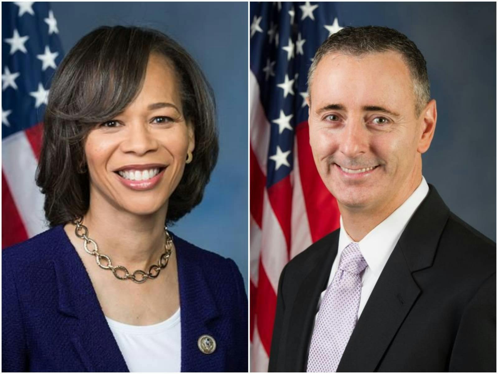 U.S. Reps. Lisa Blunt Rochester, D-Del., and Brian Fitzpatrick, R-Pa., have sponsored a bill to provide grants to address the youth mental health crisis. (Photos: U.S. House of Representatives)
