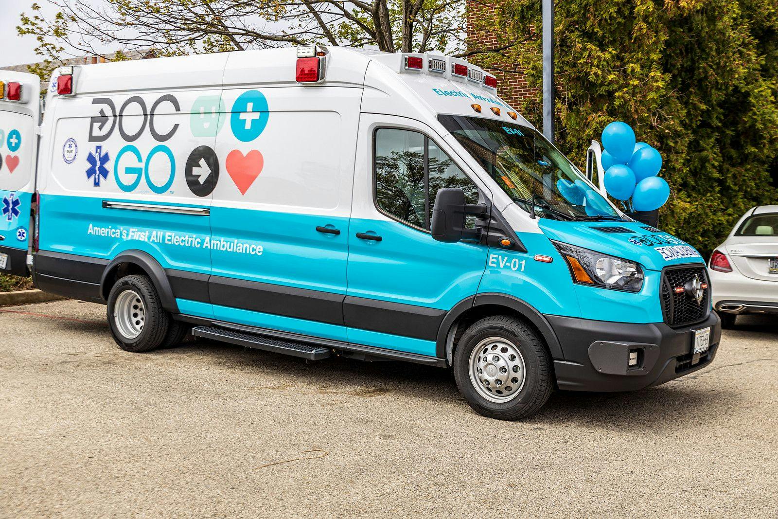 DocGo unveiled the first electric ambulance earlier this year. (Photo courtesy of DocGo.)