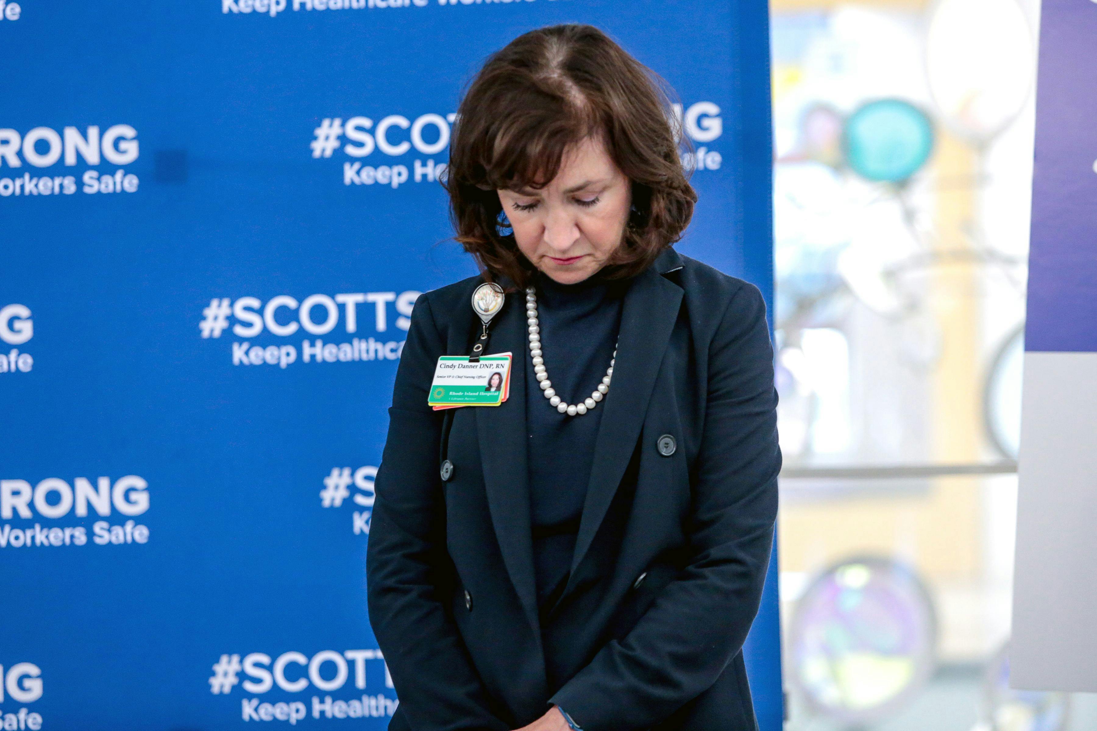 Cynthia Danner, senior vice president and chief nursing officer at Rhode Island Hospital and its Hasbro Children’s Hospital, hopes the ScottStrong campaign will help reduce violence against healthcare workers. (Photo by Bill Murphy of Lifespan)