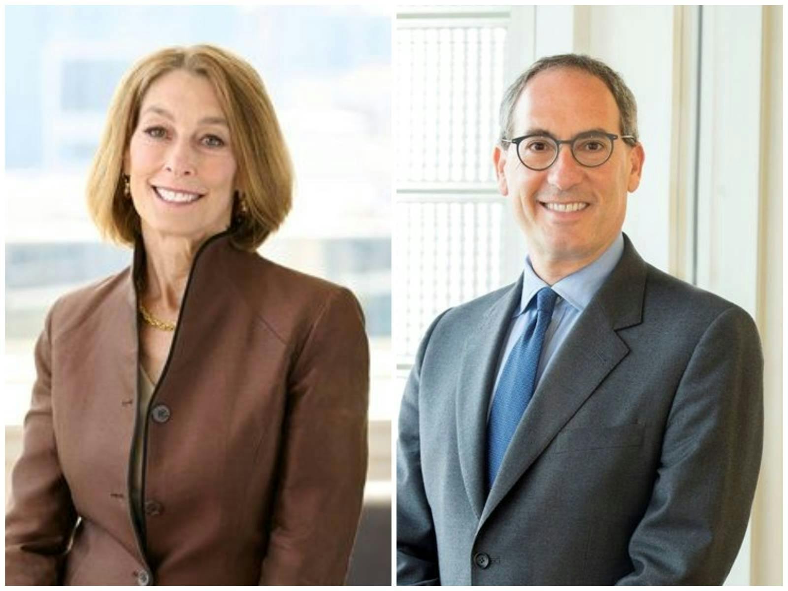 Laurie H. Glimcher, president and CEO of Dana-Farber, and Kevin Tabb, president and CEO of Beth Israel Lahey Health, tout their plans to build a new cancer hospital in Boston. (Photos courtesy of Dana-Farber)