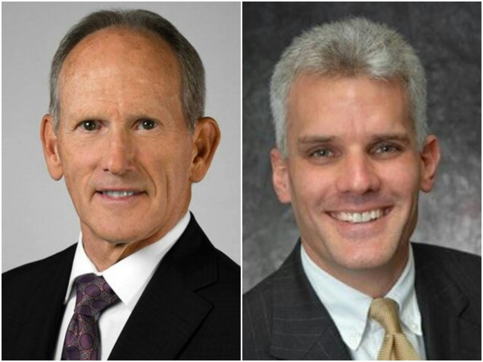John Spohn, CEO of Excela Health, left, and Ken DeFurio, president & CEO of Butler Health System. 