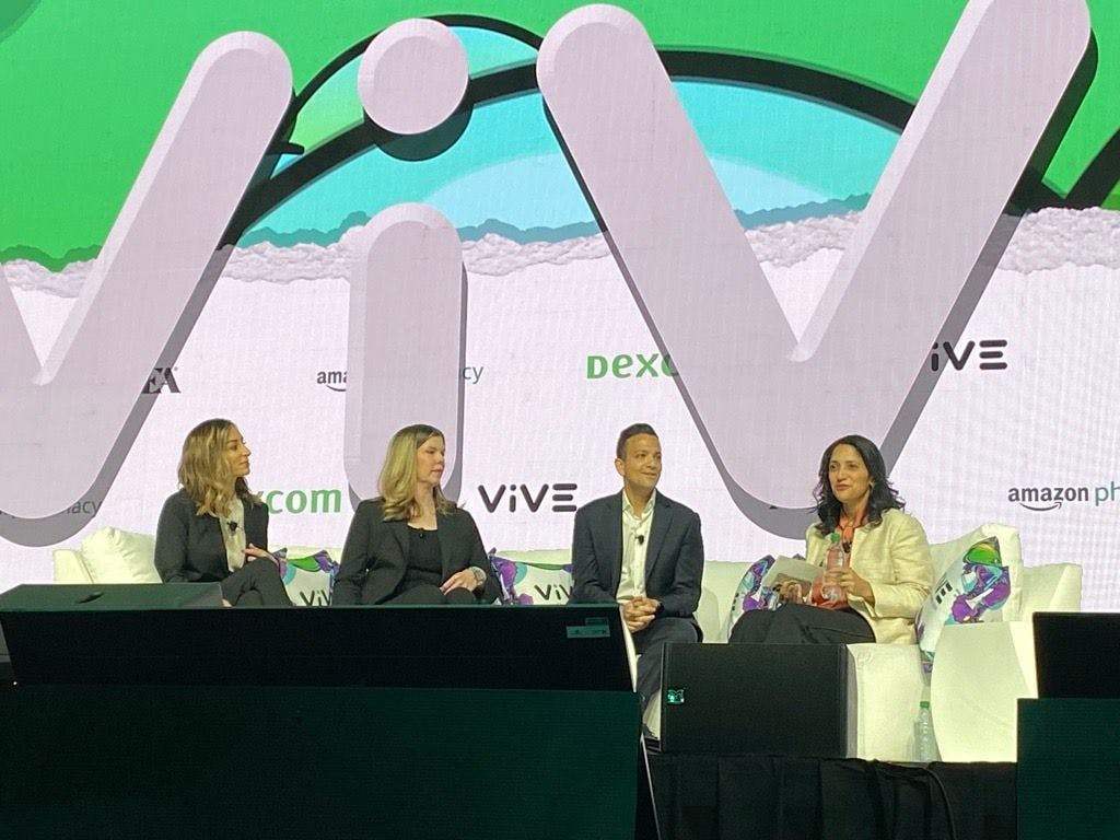 Amazon Pharmacy officials talk about a new program offering consumers automatic drug discounts during a presentation at the ViVE Conference in Nashville Wednesday, March 30.