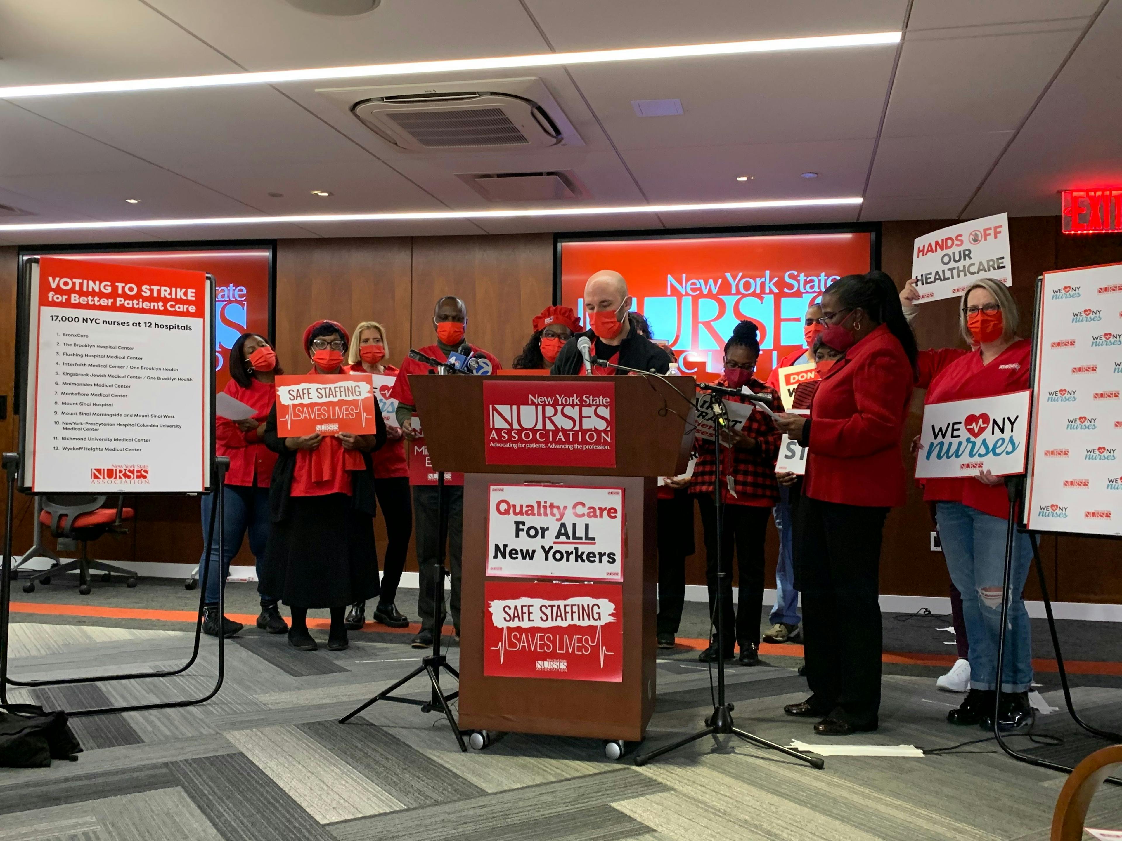 Thousands of nurses with the New York State Nurses Association have voted to authorize a strike. The association announced the results of strike authorization votes Thursday.